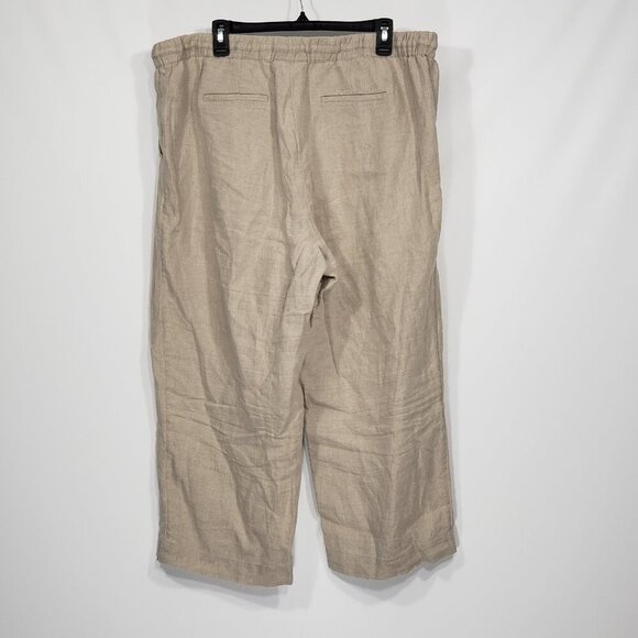 Charter Club  Beige Linen Pants   Elastic Waist with drawstring  Women's Size XL - Picture 2 of 3